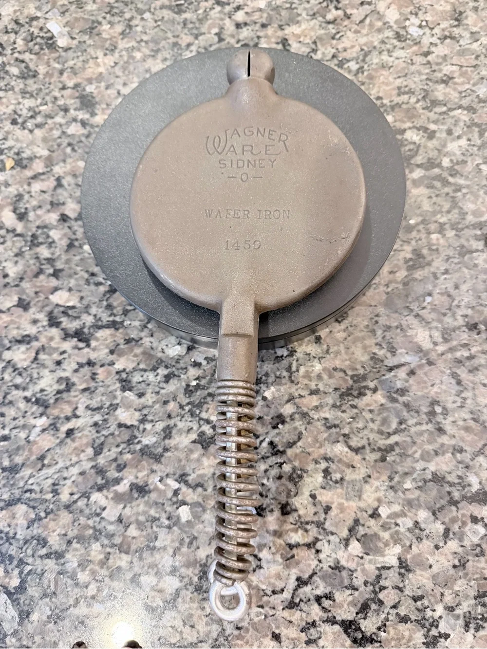 Vintage Wagner Cast Iron Pizzelle/Iron Cookie Press - Dark Gray